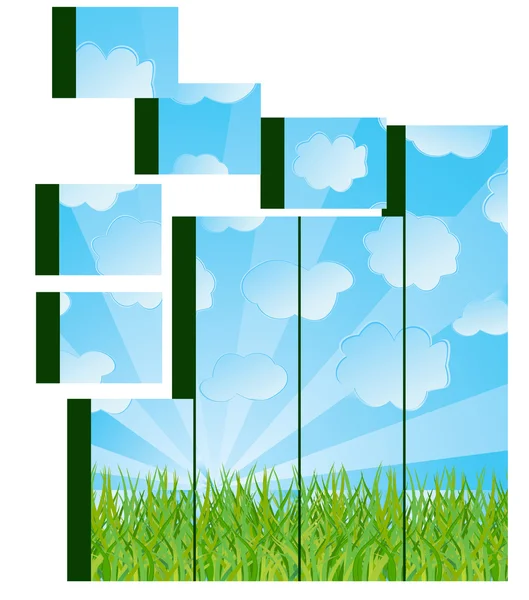 Grass and sky image on cubes — Stock Vector