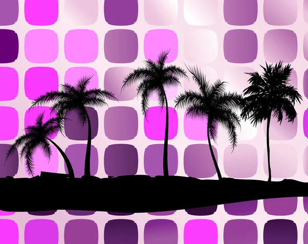 Palmbomen tegen pleinen — Stockvector