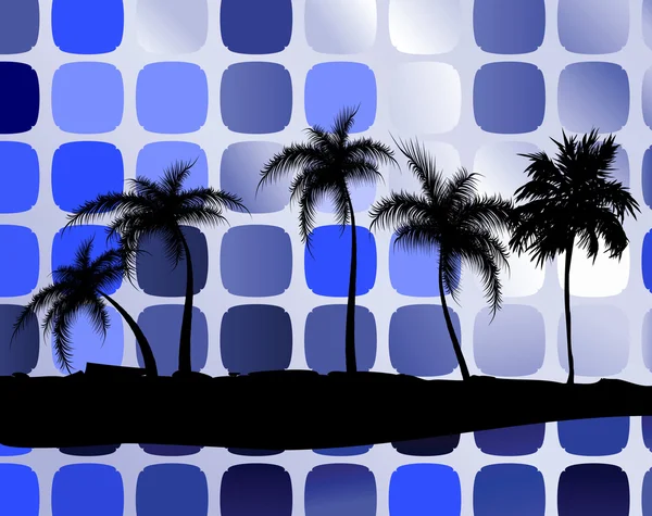 Palmbomen tegen pleinen — Stockvector
