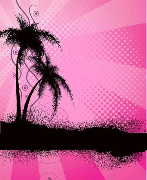 Pink background with palm trees — Stock Vector