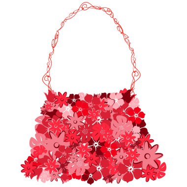 Female bag from red florets clipart