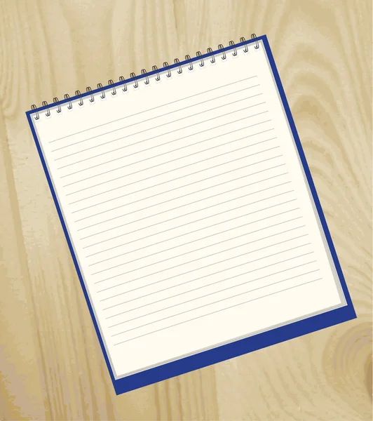 Il notebook che si trova su una struttura di legno — Vettoriale Stock