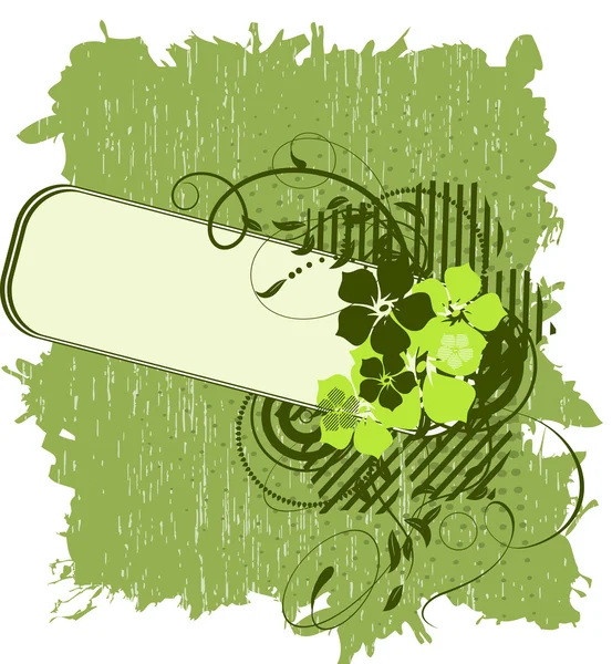 Grunge cadre avec des fleurs — Image vectorielle