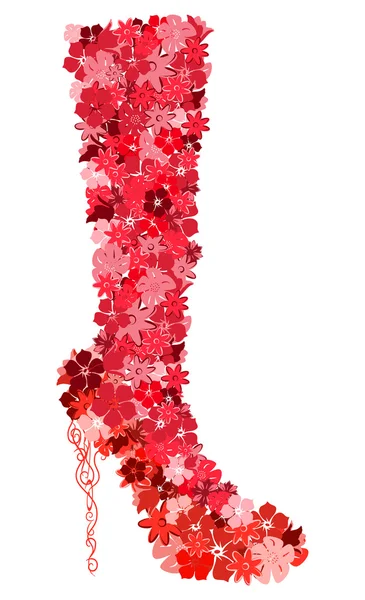La bota femenina compuesta de flores — Archivo Imágenes Vectoriales