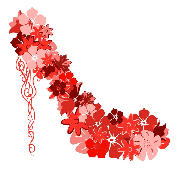 红色花朵的鞋 — 图库矢量图片