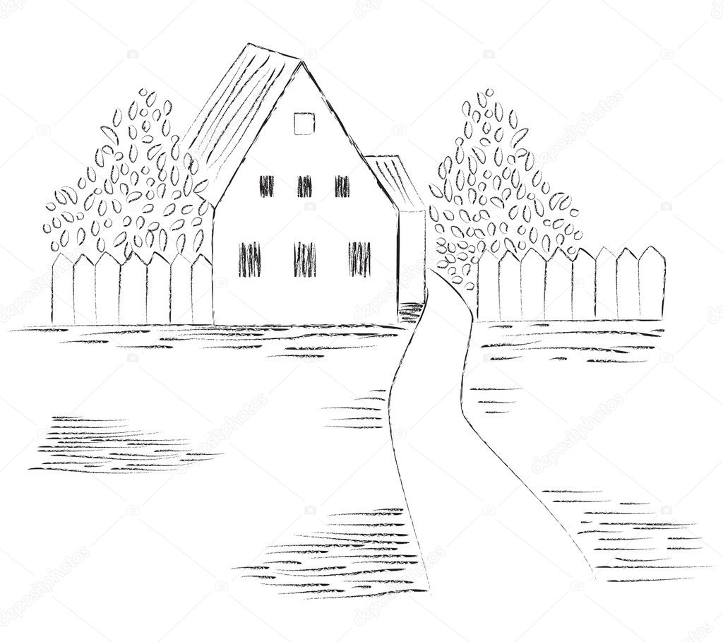 Sketch of the image of a country house