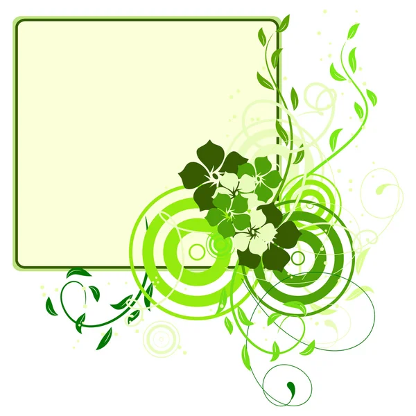 Bannière verte avec fleurs — Image vectorielle