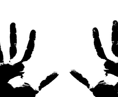 Black prints of hands on a white background clipart