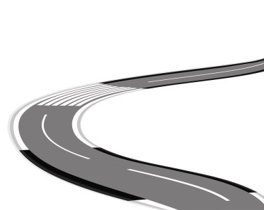 Twisting road over white background clipart