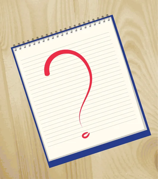 stock vector The question mark drawn in an open notebook
