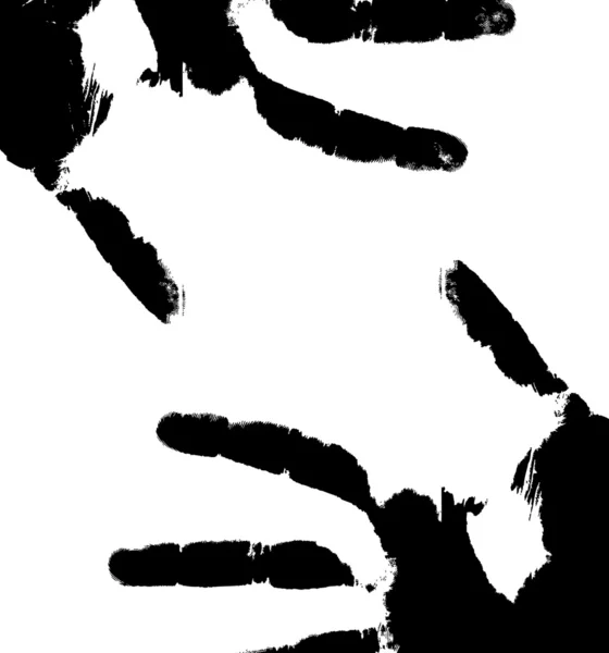 Empreintes noires des mains sur un fond blanc — Image vectorielle