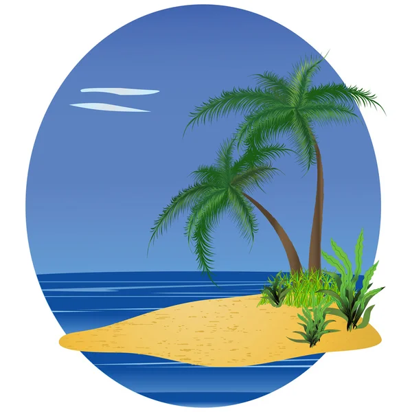 Sfondo tropicale con palme e oceano — Vettoriale Stock