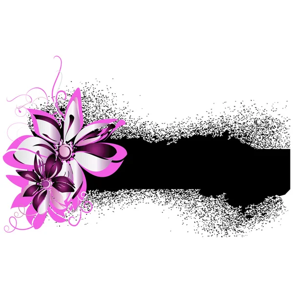 Grunge une bannière avec des éléments floraux — Image vectorielle