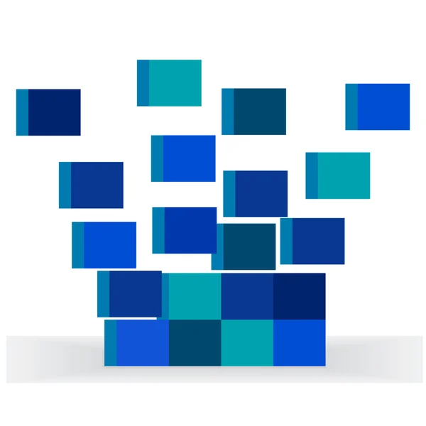 Les cubes bleu foncé démontés sur fond blanc — Image vectorielle