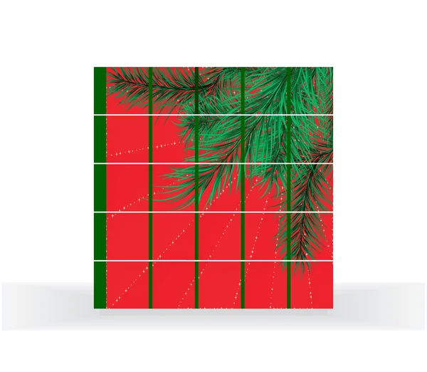 Fondo rojo con un pino, recogido de cubos — Vector de stock