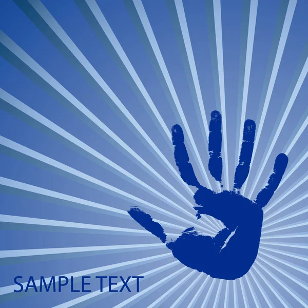 Empreinte main sur fond bleu — Image vectorielle