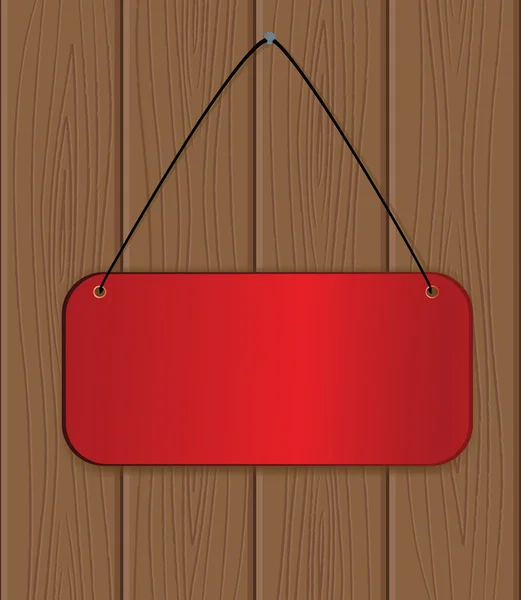 木製の壁に掛かっている赤い旗 — ストックベクタ