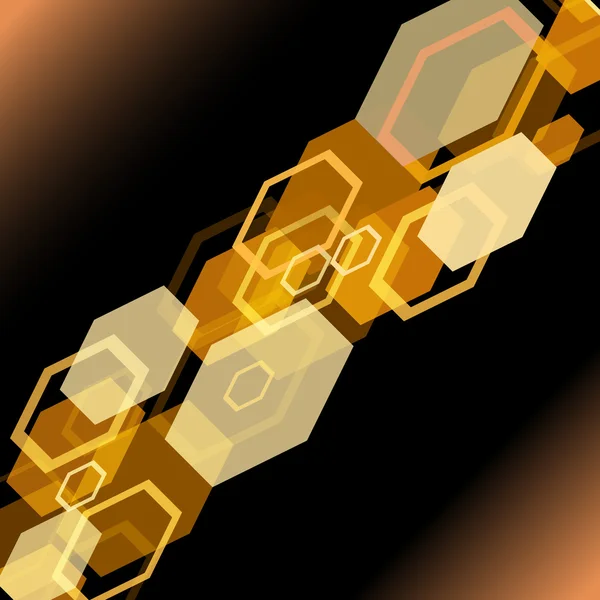 Bokeh coloré de hexagones de couleur orange — Image vectorielle