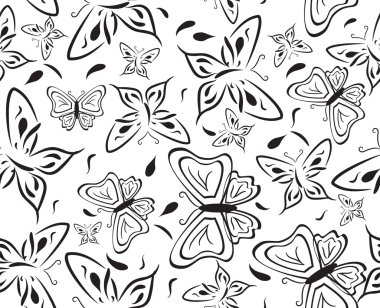 Seamless a background with black butterflies clipart