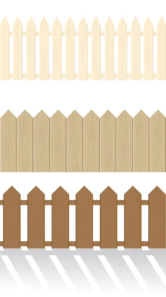 木製フェンスで白い背景で隔離の設定 — ストックベクタ