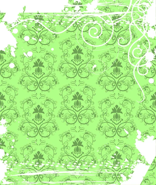 Patrón floral con marco grunge — Archivo Imágenes Vectoriales