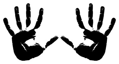 Black prints of two hands on a white background clipart