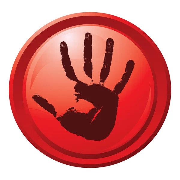 Красная кнопка с отпечатком руки. eps10 — стоковый вектор