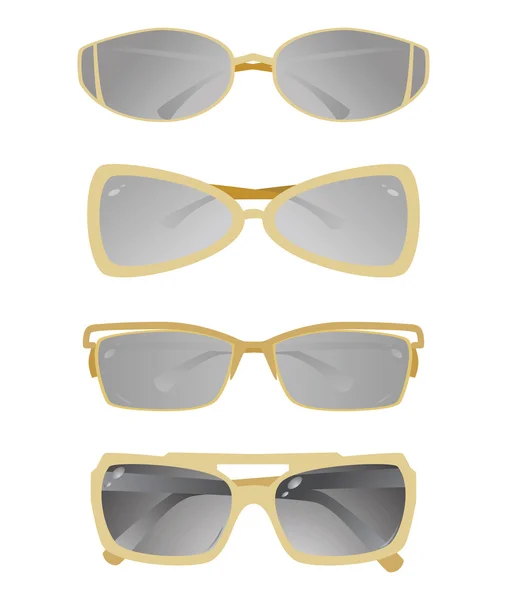 Raccolta di occhiali con una struttura d'oro — Vettoriale Stock