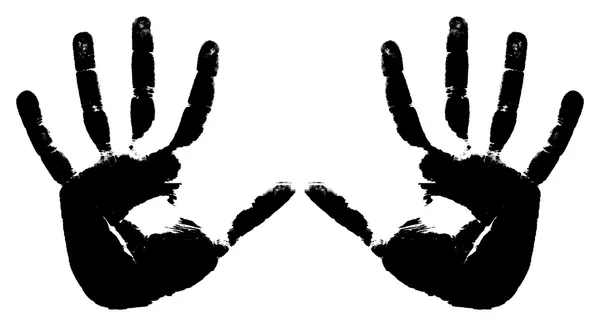Huellas negras de dos manos sobre un fondo blanco — Archivo Imágenes Vectoriales