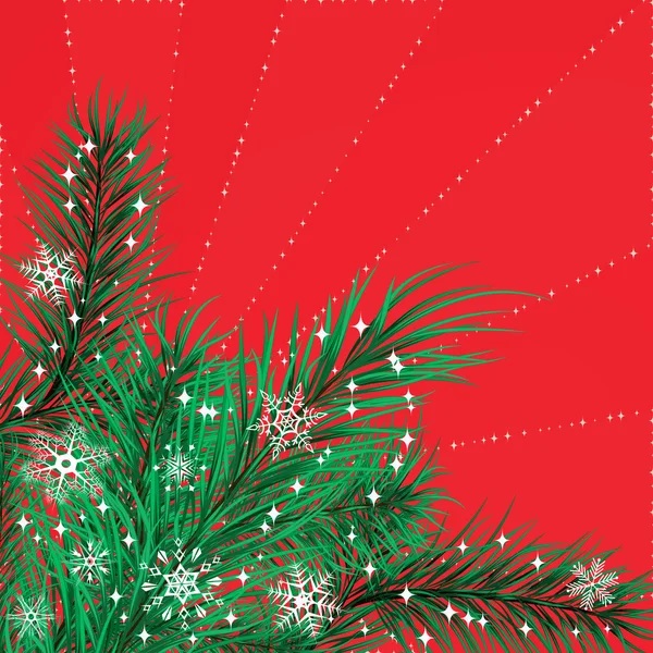Tarjeta de Navidad con ramas de pino — Vector de stock