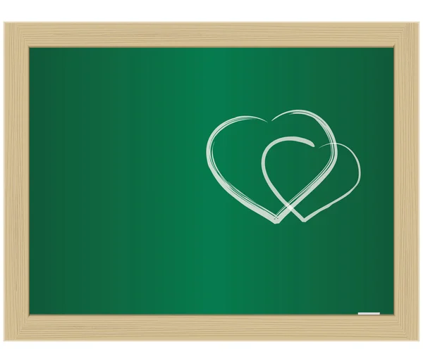 Pizarra escolar con los corazones dibujados por una tiza. eps10 — Vector de stock