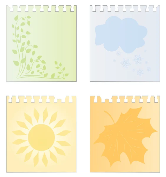 stock vector Leaves of a calendar with the image of seasons