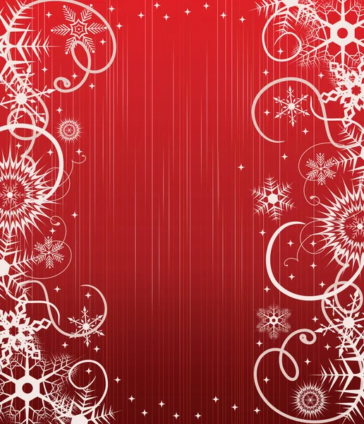 Fondo rojo invierno con copos de nieve — Archivo Imágenes Vectoriales