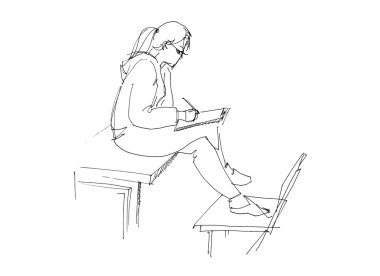 Astride on a school desk clipart