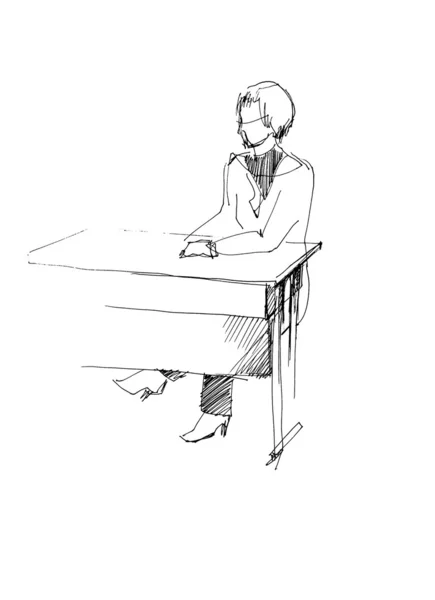 Chica después de un escritorio de la escuela —  Fotos de Stock