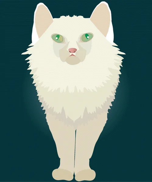 Gato blanco con ojos verdes — Vector de stock