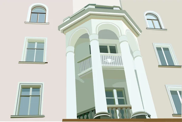 Hausfassade mit weißen Säulen — Stockfoto