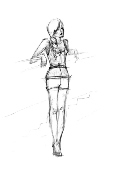 Ein Mädchen in kurzen Hosen — Stockfoto