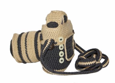 Knitted handmade photo camera clipart