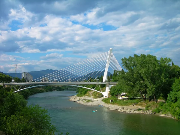 stock image Millennium bridge over Moraca river, Podgorica, Montenegr