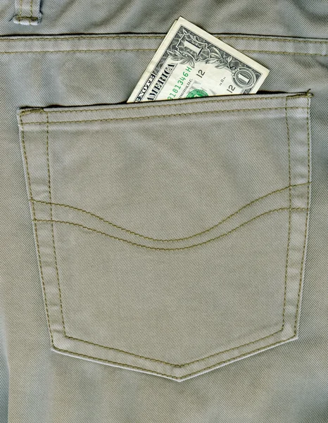 Dollar dans une poche de jeans — Photo