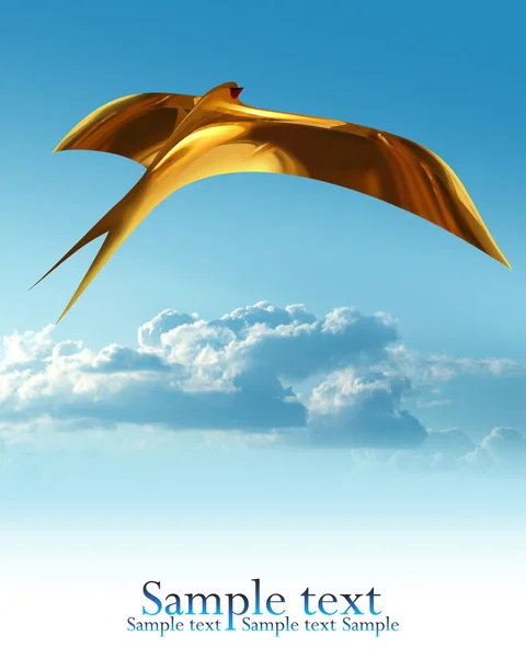 La primera golondrina dorada en el cielo azul — Foto de Stock