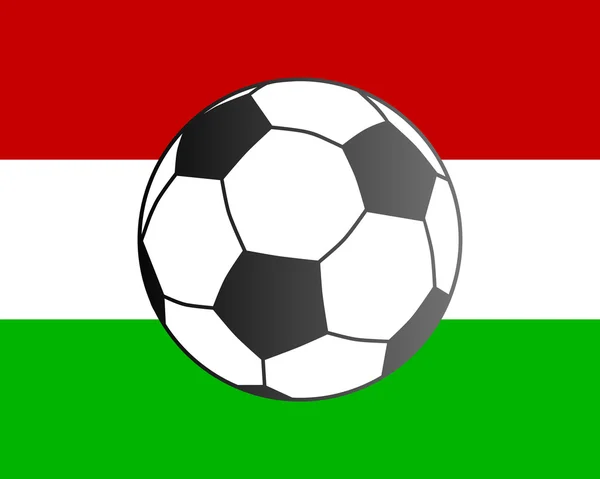 Drapeau de la Hongrie et ballon de football — Photo