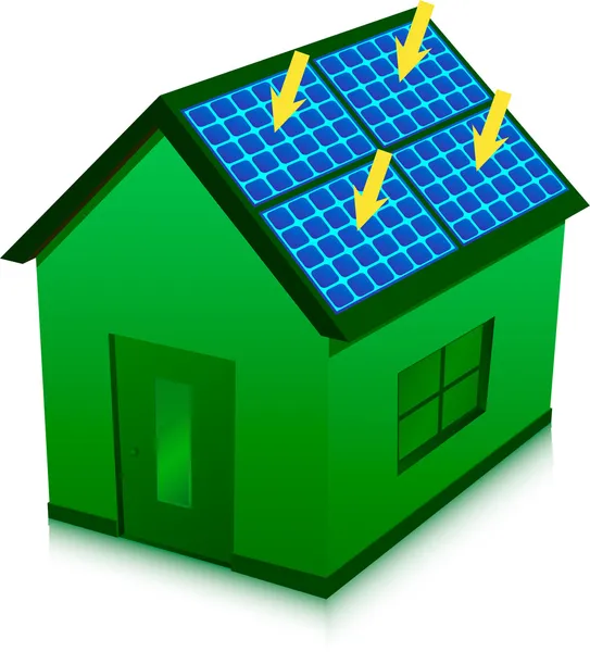 Zelený dům s solární energie — Stockový vektor