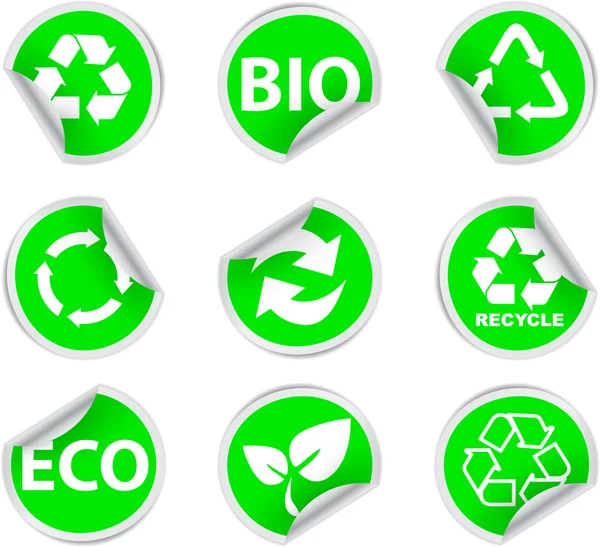 Zelené prostředí a ikony recyklace — Stockový vektor