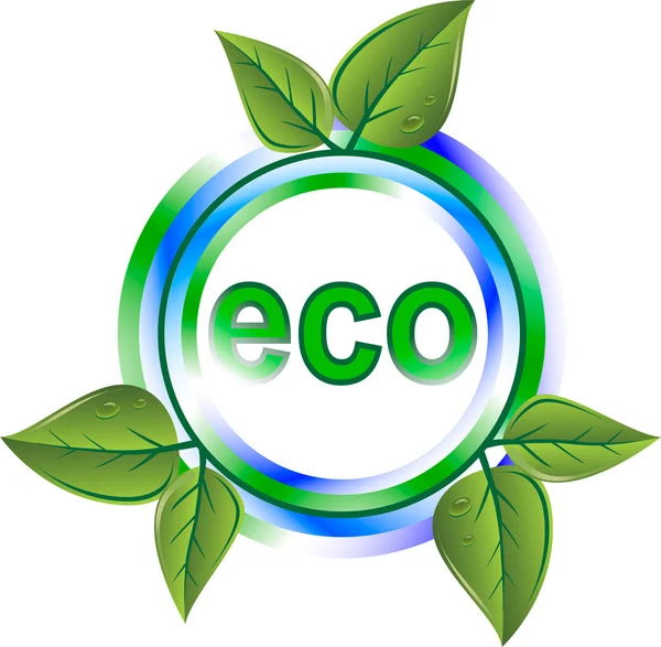 Eco green icon with leaves — Stock Vector