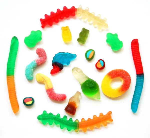 Kolorowe galaretki różne słodycze jako słodki tło — Zdjęcie stockowe