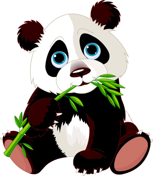 Panda comiendo bambú — Vector de stock