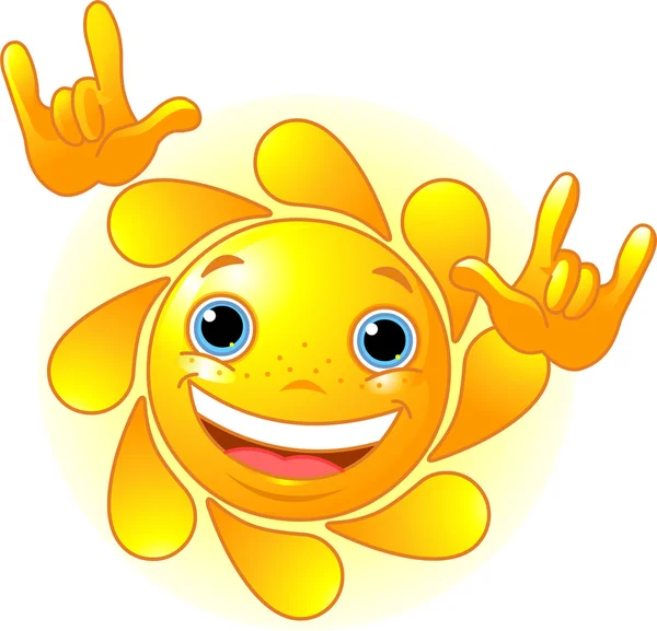 Ładny słoneczny "Kocham cię" gest — Wektor stockowy