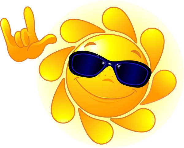 Sole carino con occhiali da sole — Vettoriale Stock